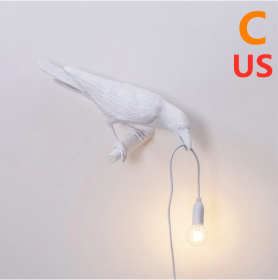 Creative Auspicious Bird Resin Wall Lamp Decoration (Option: White-C-US)