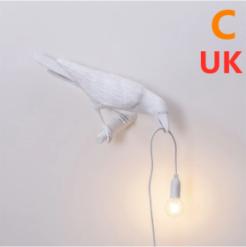 Creative Auspicious Bird Resin Wall Lamp Decoration (Option: White-C-UK)